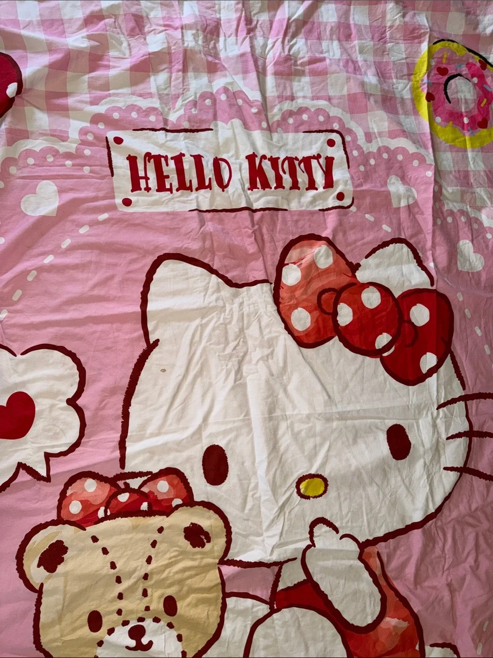 Sanrio Hello Kitty Twin Duvet Cover Reversible Pink Gingham Vintage Y2K Bedding